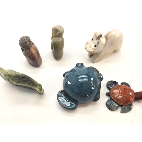 Miniature Animal Figurines Lot of 6 Handcrafted From Stone Resin & Ceramic je167 - Picture 7 of 9